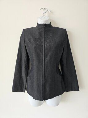 VIRUS Dark Grey Wool Blend Zipper Front Lined Jacket Medium